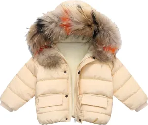 1-6 Years Baby Toddler Girls Winter Jacket Coat Fur Hooded Warm Clothes Kids Fashion Puffer Jacket Parka Outerwear
