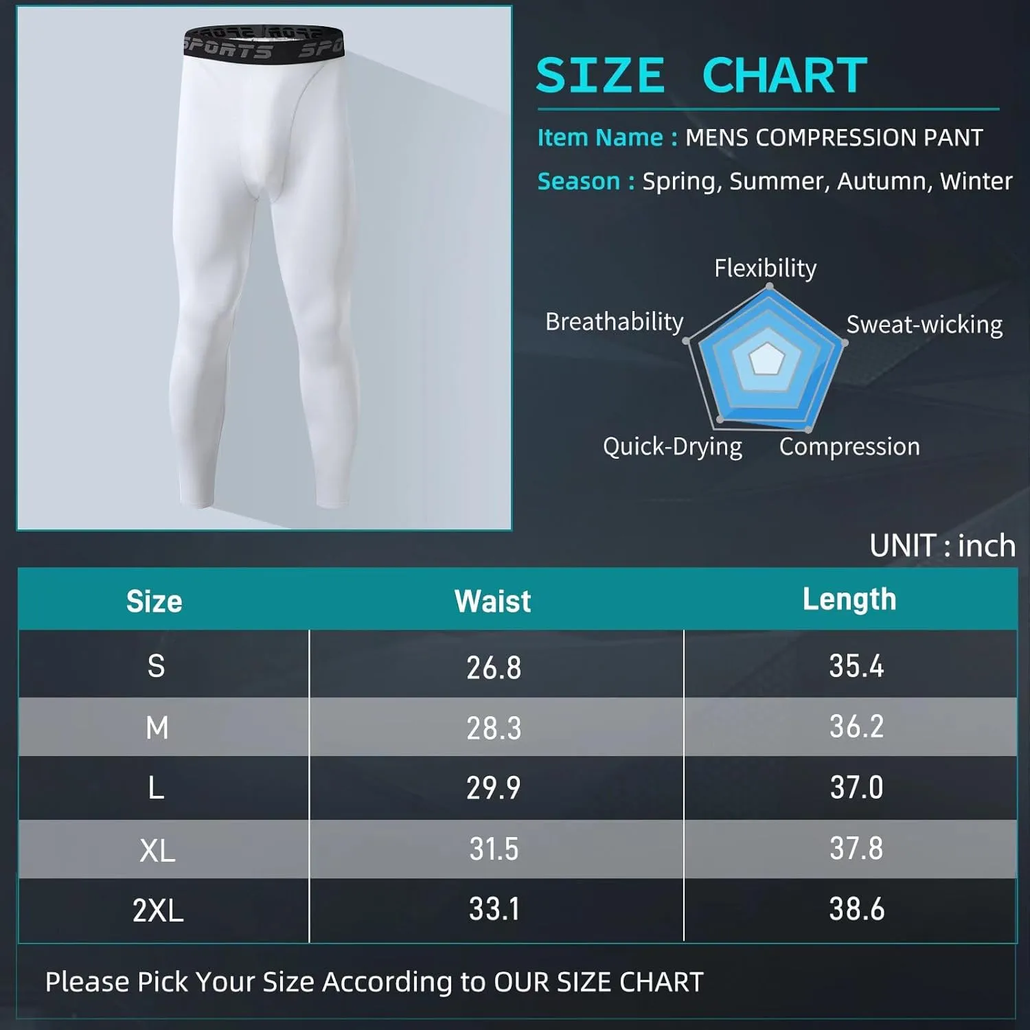 2 Pack Mens Compression Pants Fast Dry Running Basketball Tights Athletic Sports Leggings for Workout Gym