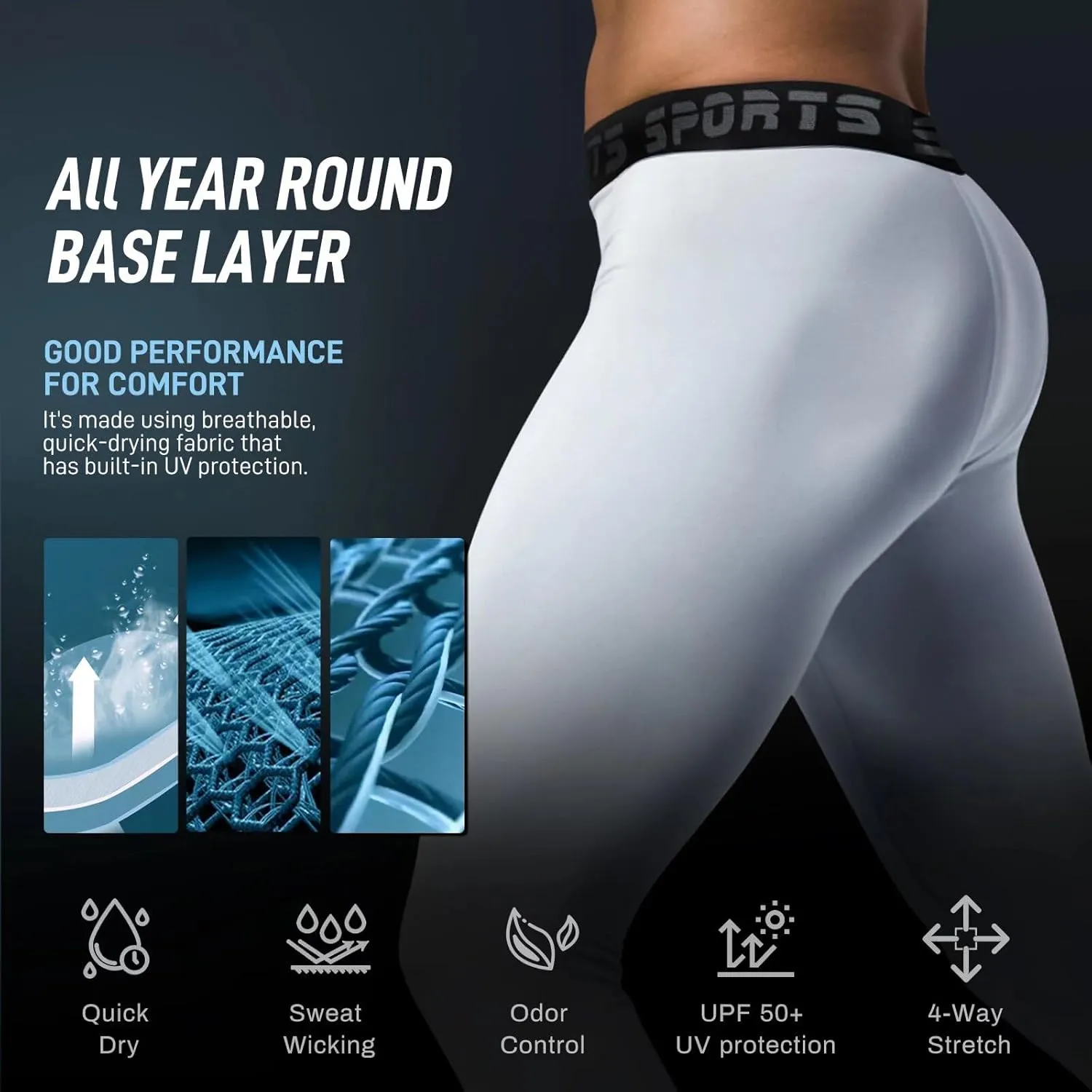 2 Pack Mens Compression Pants Fast Dry Running Basketball Tights Athletic Sports Leggings for Workout Gym