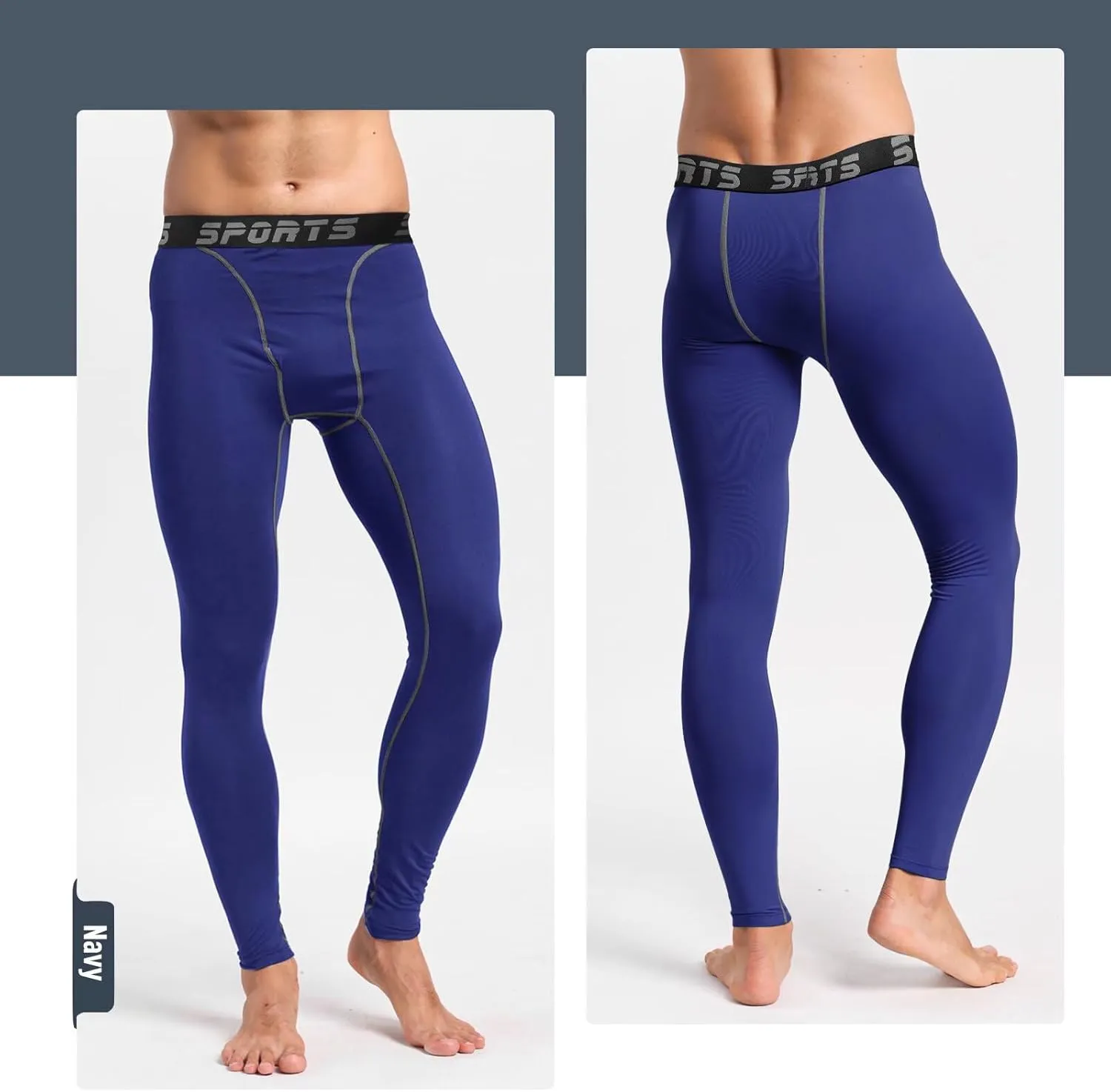 2 Pack Mens Compression Pants Fast Dry Running Basketball Tights Athletic Sports Leggings for Workout Gym