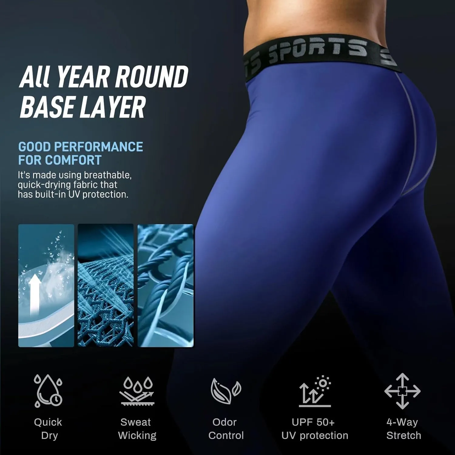 2 Pack Mens Compression Pants Fast Dry Running Basketball Tights Athletic Sports Leggings for Workout Gym