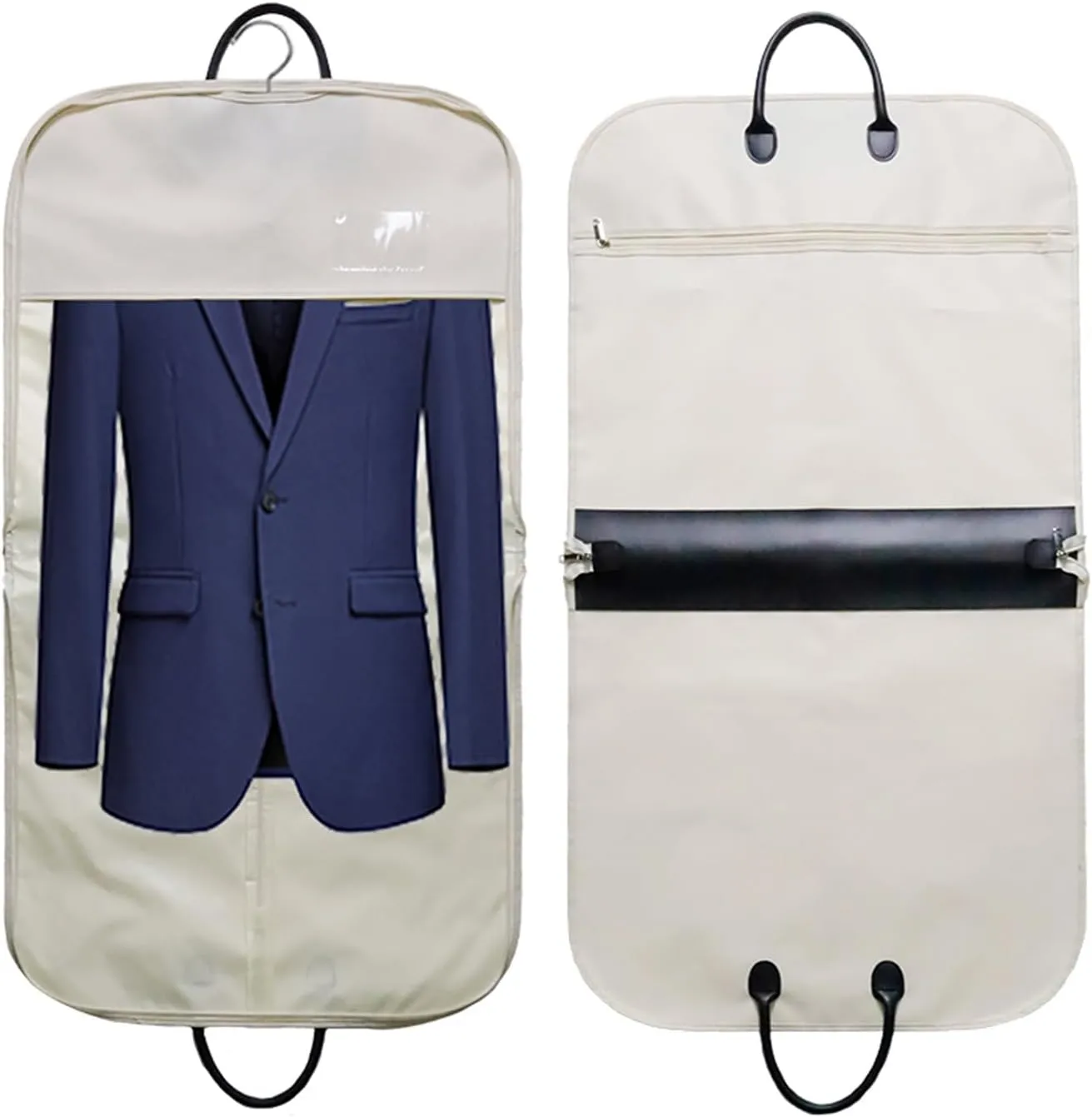 2 Pcs Suit Bags for Men Travel, Garment Bags for Hanging Clothes, Suit Cover Bags with Handles for Coats, Jackets, Shirts(White)