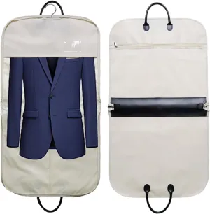 2 Pcs Suit Bags for Men Travel, Garment Bags for Hanging Clothes, Suit Cover Bags with Handles for Coats, Jackets, Shirts(White)