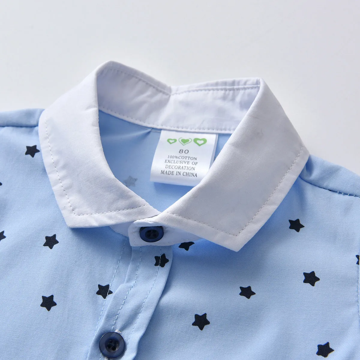 2 Pieces Set Baby Boys Birthday Party Star Bow Print Rompers And Solid Color Jumpsuits Wholesale 211109320