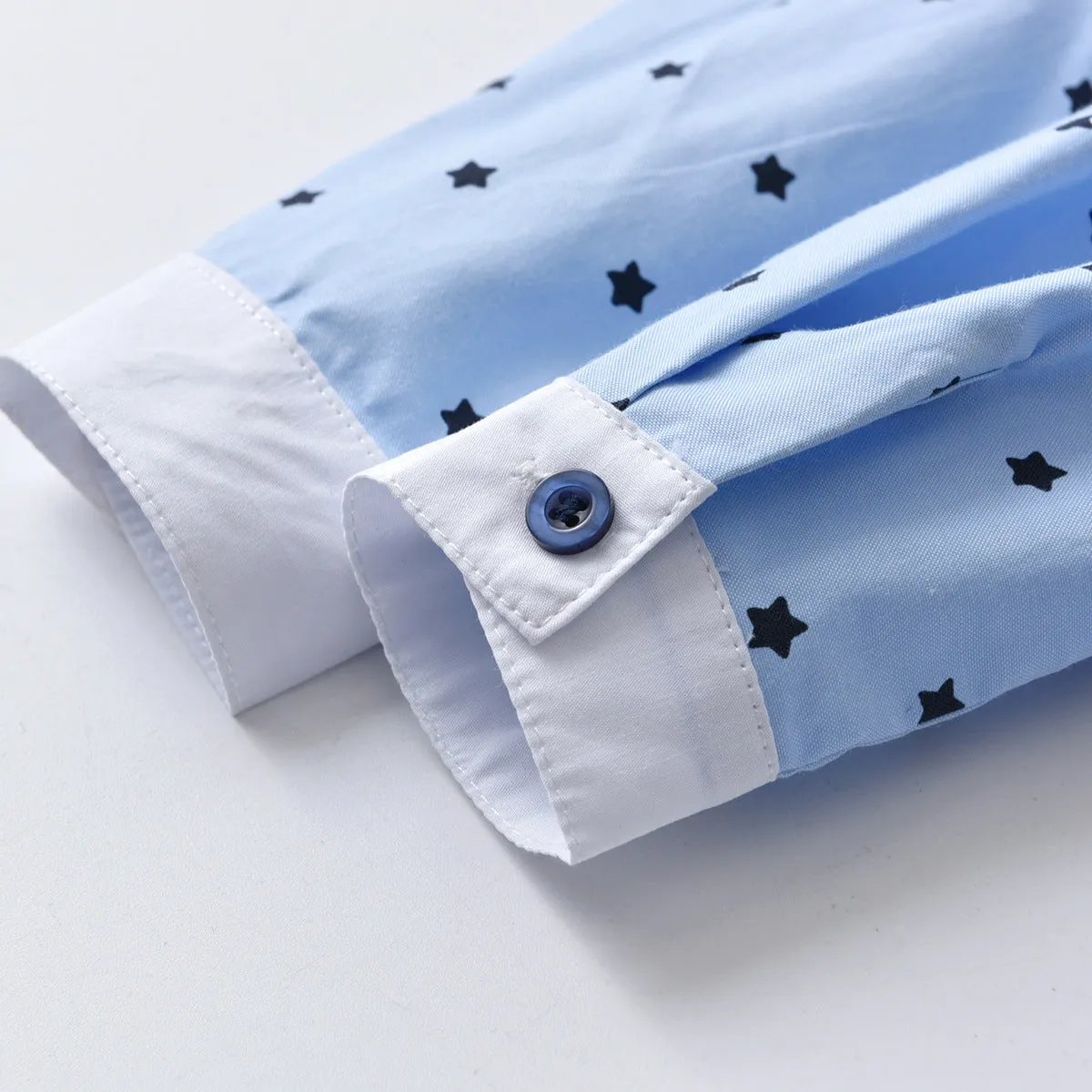 2 Pieces Set Baby Boys Birthday Party Star Bow Print Rompers And Solid Color Jumpsuits Wholesale 211109320