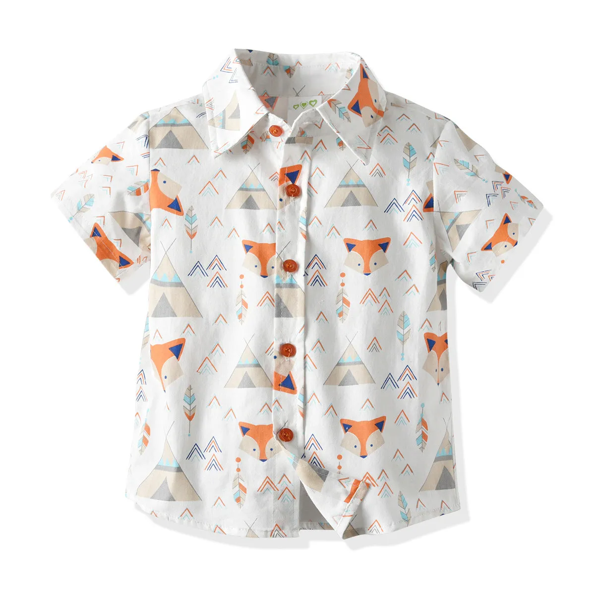 2 Pieces Set Baby Kid Boys Animals Bow Print Shirts And Striped Shorts Wholesale 211109593
