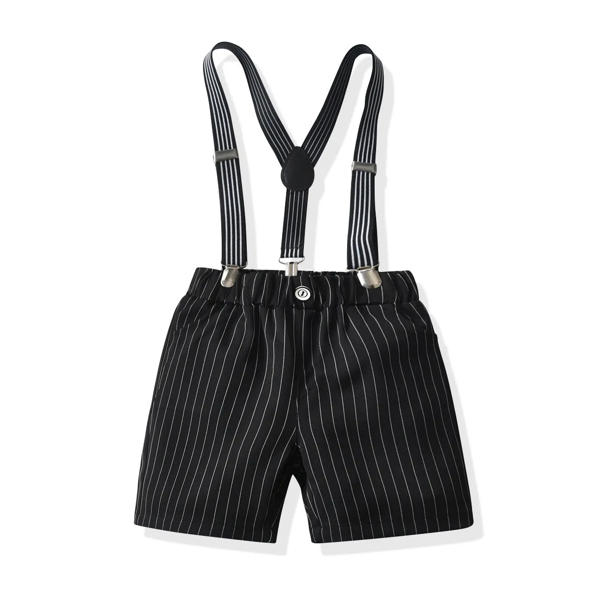 2 Pieces Set Baby Kid Boys Animals Bow Print Shirts And Striped Shorts Wholesale 211109593