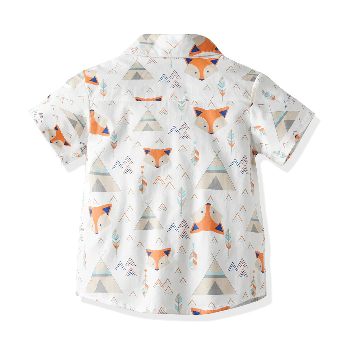 2 Pieces Set Baby Kid Boys Animals Bow Print Shirts And Striped Shorts Wholesale 211109593