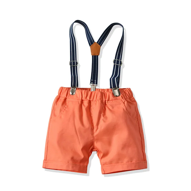 2 Pieces Set Baby Kid Boys Animals Cartoon Print Shirts And Solid Color Rompers Wholesale 211109119