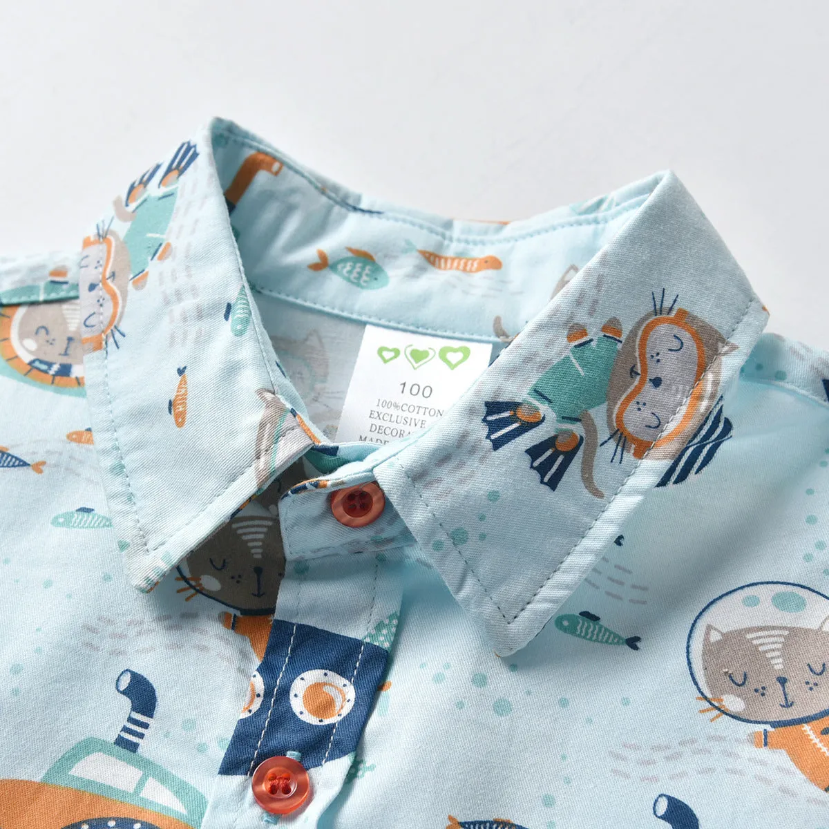 2 Pieces Set Baby Kid Boys Animals Cartoon Print Shirts And Solid Color Rompers Wholesale 211109119