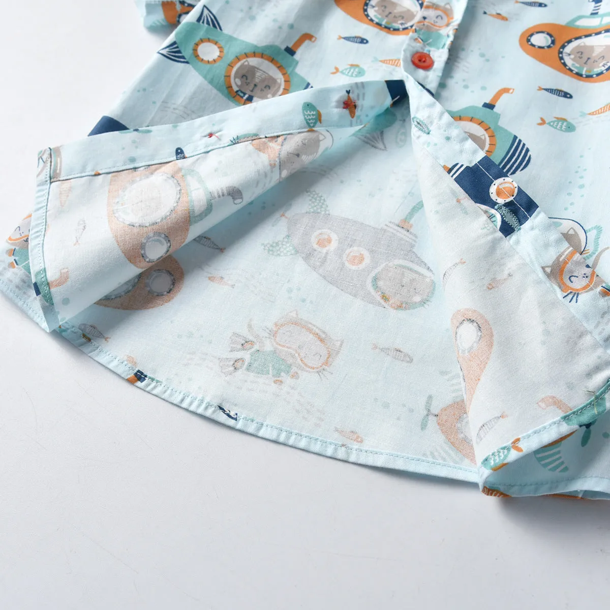 2 Pieces Set Baby Kid Boys Animals Cartoon Print Shirts And Solid Color Rompers Wholesale 211109119