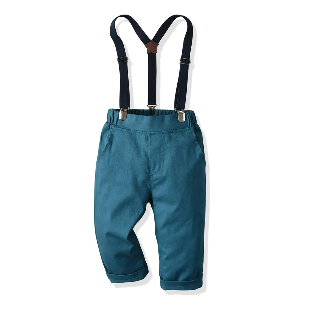 2 Pieces Set Baby Kid Boys Birthday Party Bow Shirts And Color-blocking Jumpsuits Wholesale 23041121