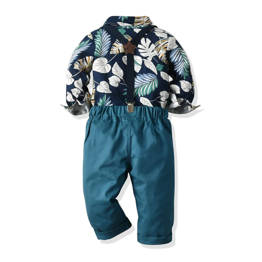 2 Pieces Set Baby Kid Boys Birthday Party Bow Shirts And Color-blocking Jumpsuits Wholesale 23041121