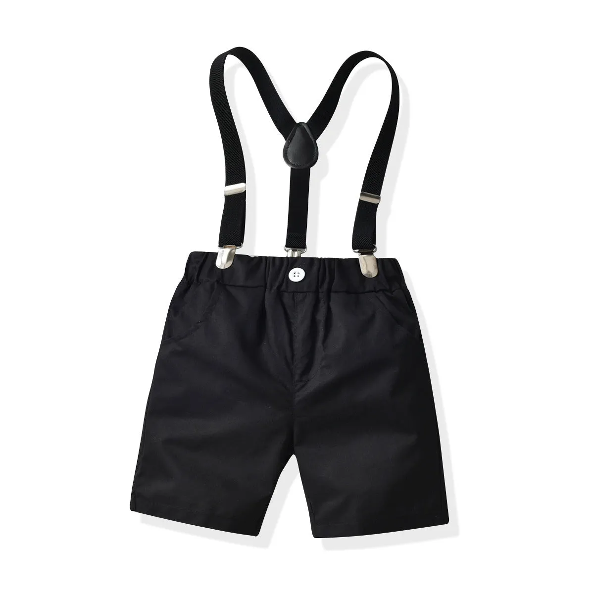 2 Pieces Set Baby Kid Boys Birthday Party Checked Bow Shirts And Solid Color Rompers Wholesale 220531608