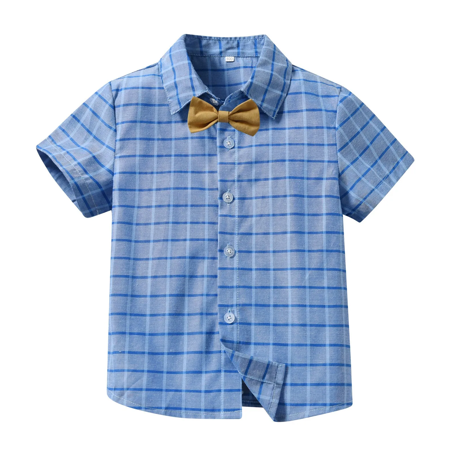 2 Pieces Set Baby Kid Boys Birthday Party Checked Bow Shirts And Solid Color Rompers Wholesale 230105794