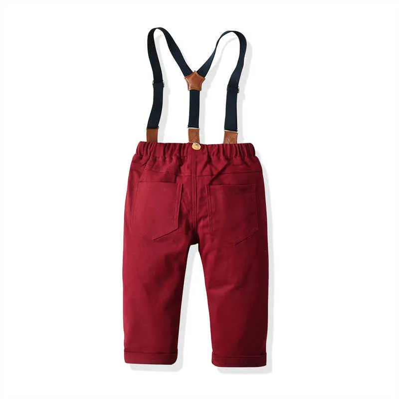 2 Pieces Set Baby Kid Boys Birthday Party Striped Bow And Solid Color Jumpsuits Wholesale 211109475