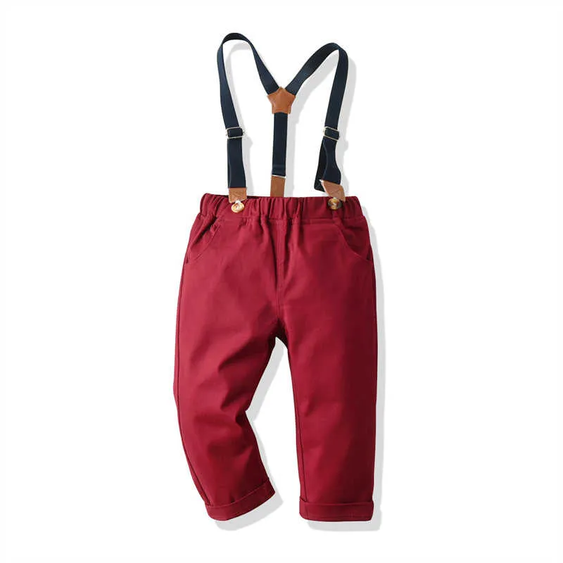 2 Pieces Set Baby Kid Boys Birthday Party Striped Bow And Solid Color Jumpsuits Wholesale 211109475