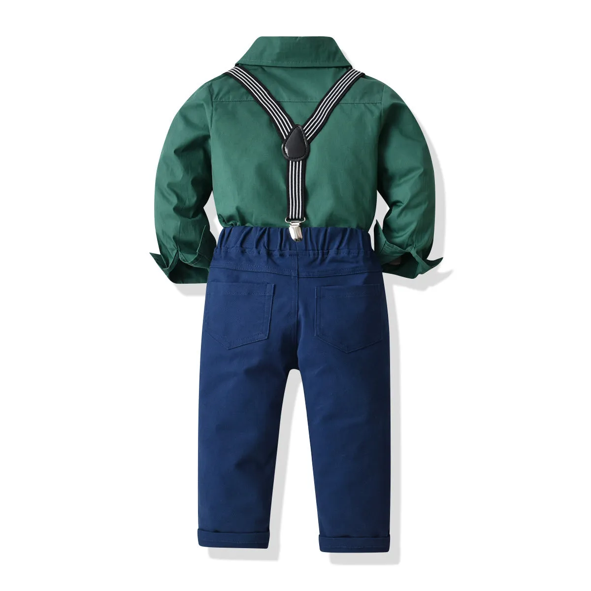 2 Pieces Set Baby Kid Boys Bow Shirts And Solid Color Jumpsuits Wholesale 211109318