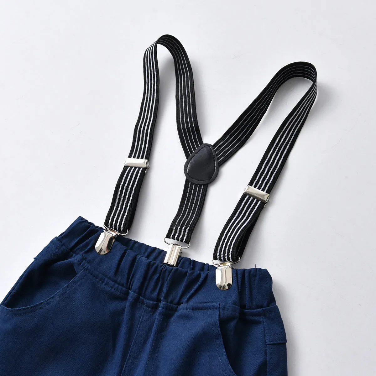 2 Pieces Set Baby Kid Boys Bow Shirts And Solid Color Jumpsuits Wholesale 211109318