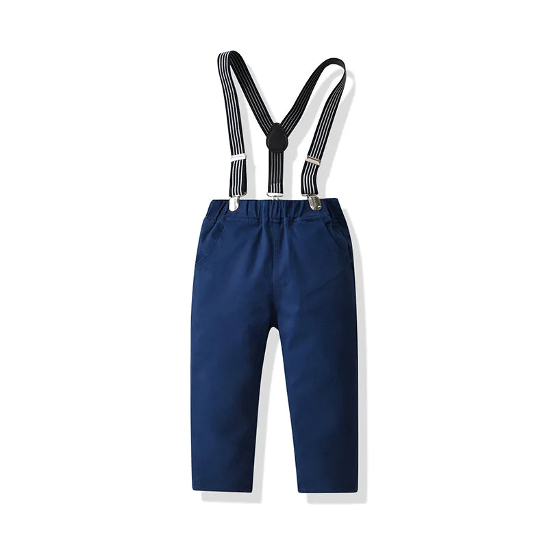 2 Pieces Set Baby Kid Boys Bow Shirts And Solid Color Jumpsuits Wholesale 211109318