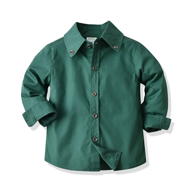 2 Pieces Set Baby Kid Boys Bow Shirts And Solid Color Jumpsuits Wholesale 211109318