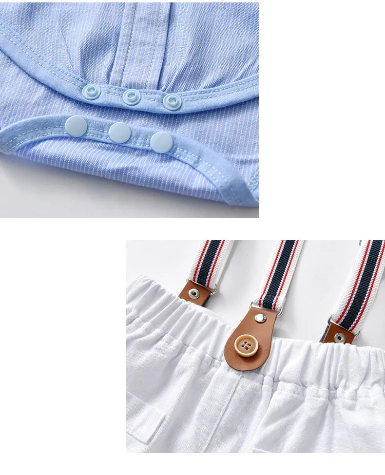 2 Pieces Set Baby Kid Boys Bow Shirts And Solid Color Rompers Wholesale 221206238