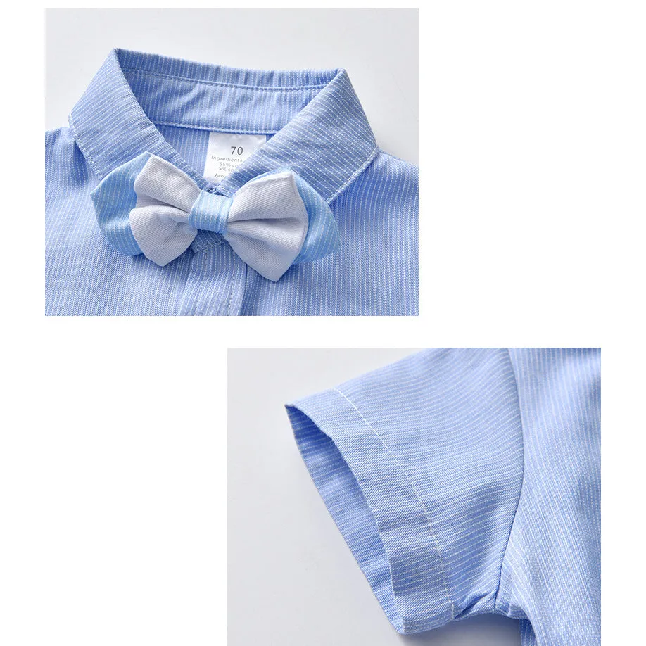 2 Pieces Set Baby Kid Boys Bow Shirts And Solid Color Rompers Wholesale 221206238