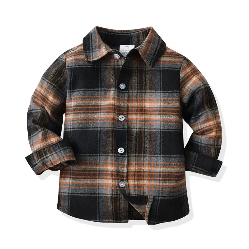 2 Pieces Set Baby Kid Boys Checked Shirts And Solid Color Pants Wholesale 211109317