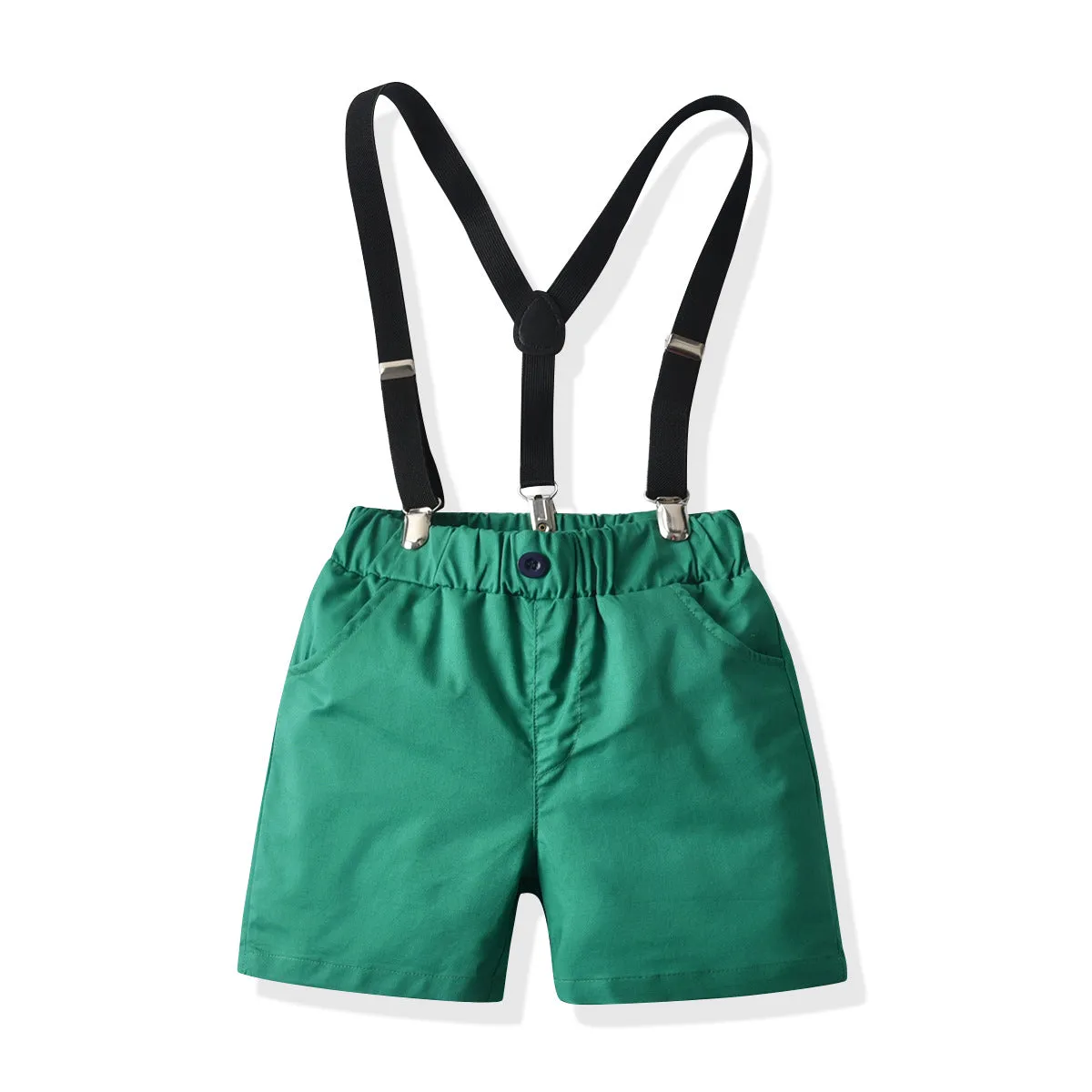 2 Pieces Set Baby Kid Boys Dressy Birthday Party Checked Bow Shirts And Solid Color Shorts Wholesale 211109651