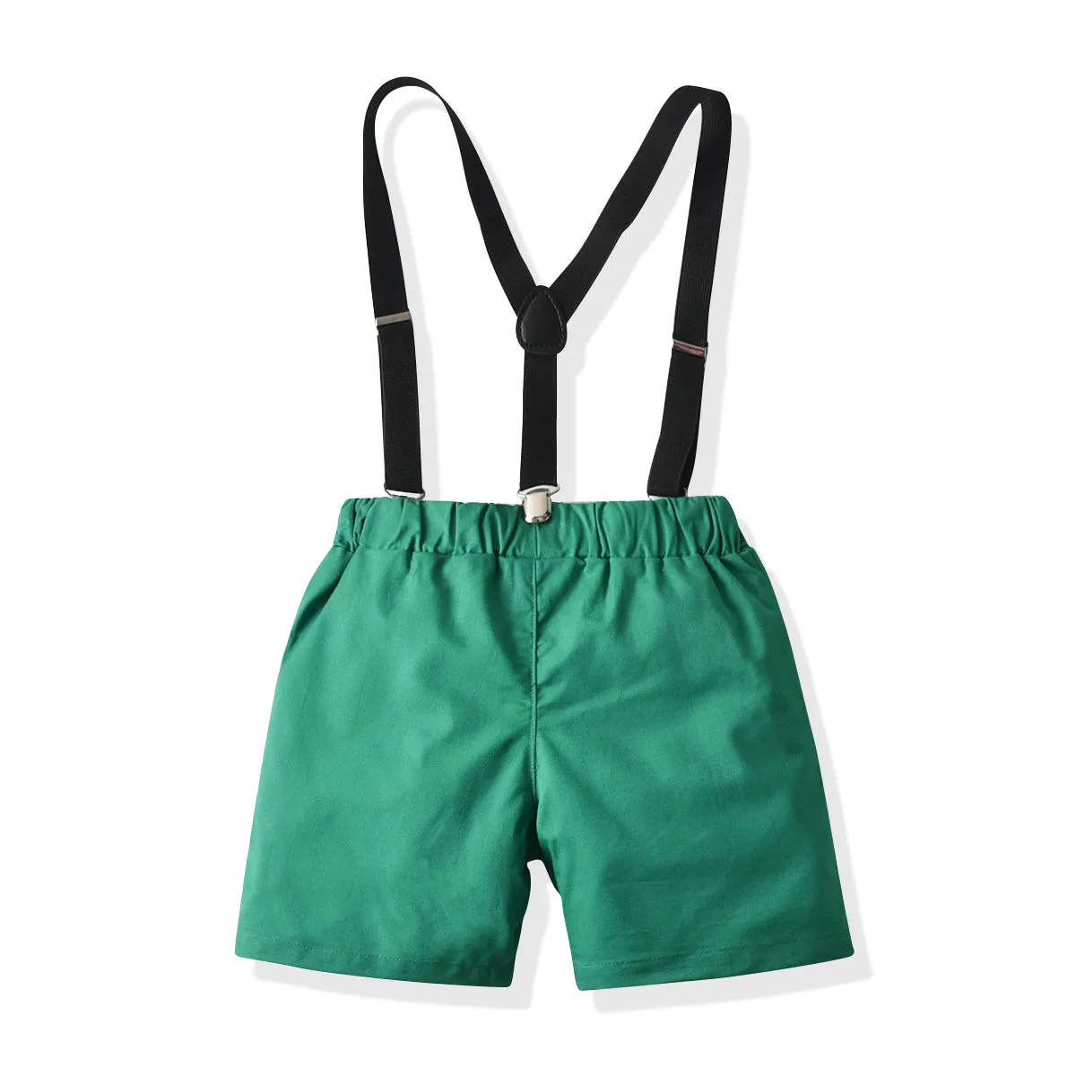 2 Pieces Set Baby Kid Boys Dressy Birthday Party Checked Bow Shirts And Solid Color Shorts Wholesale 211109651