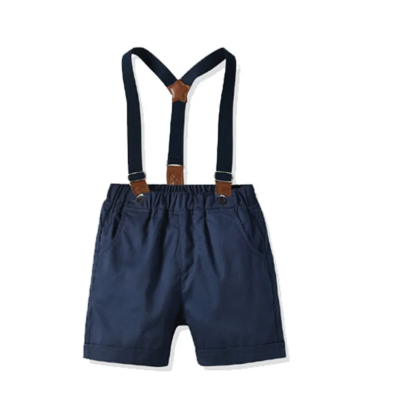 2 Pieces Set Baby Kid Boys Dressy Checked Bow Shirts And Shorts Suits Wholesale 211109628