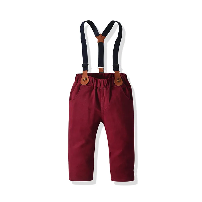 2 Pieces Set Baby Kid Boys Dressy Checked Bow Shirts And Suits Trousers Wholesale 211109333