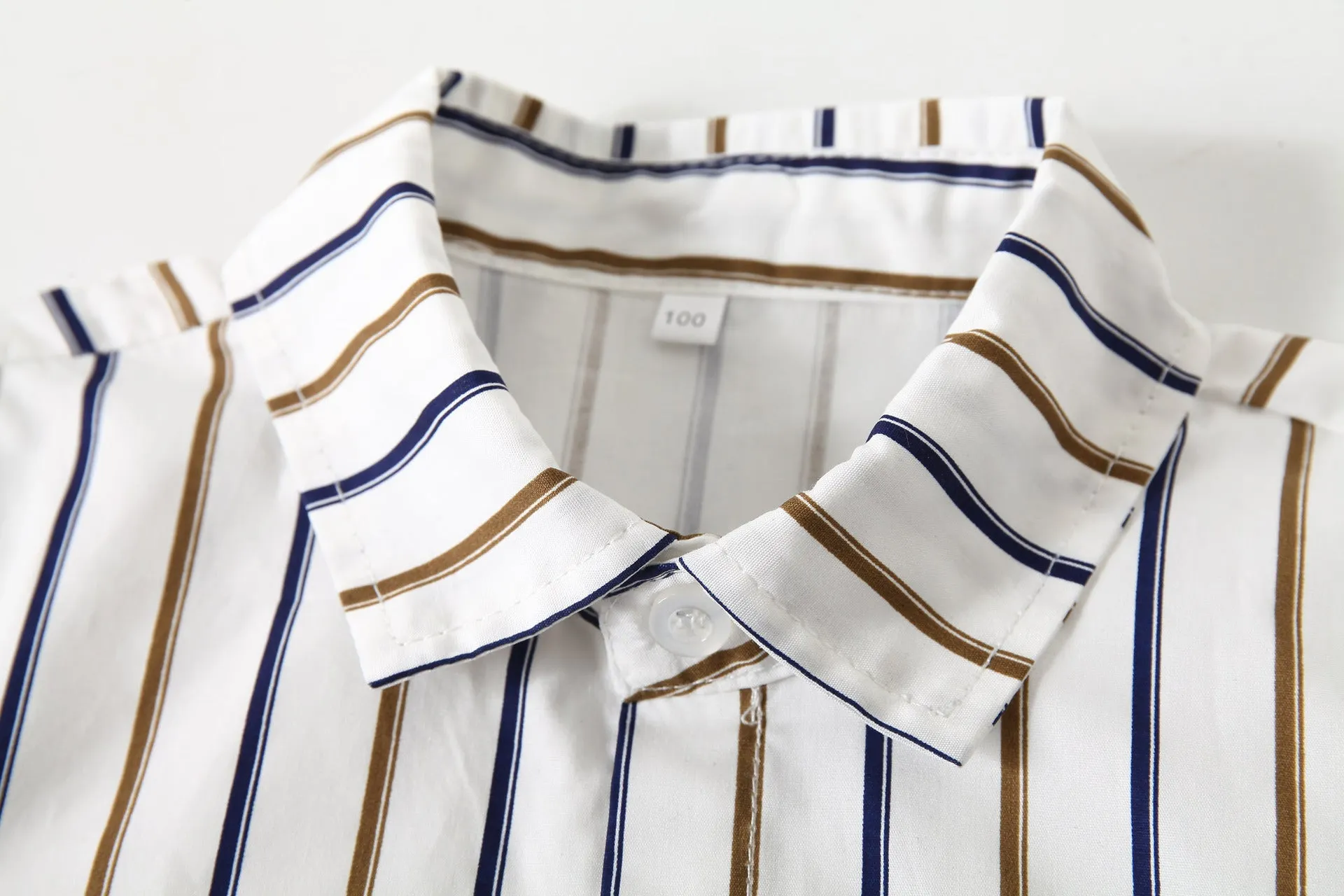 2 Pieces Set Baby Kid Boys Dressy Solid Color Bow Shirts And Striped Jumpsuits Wholesale 220425252