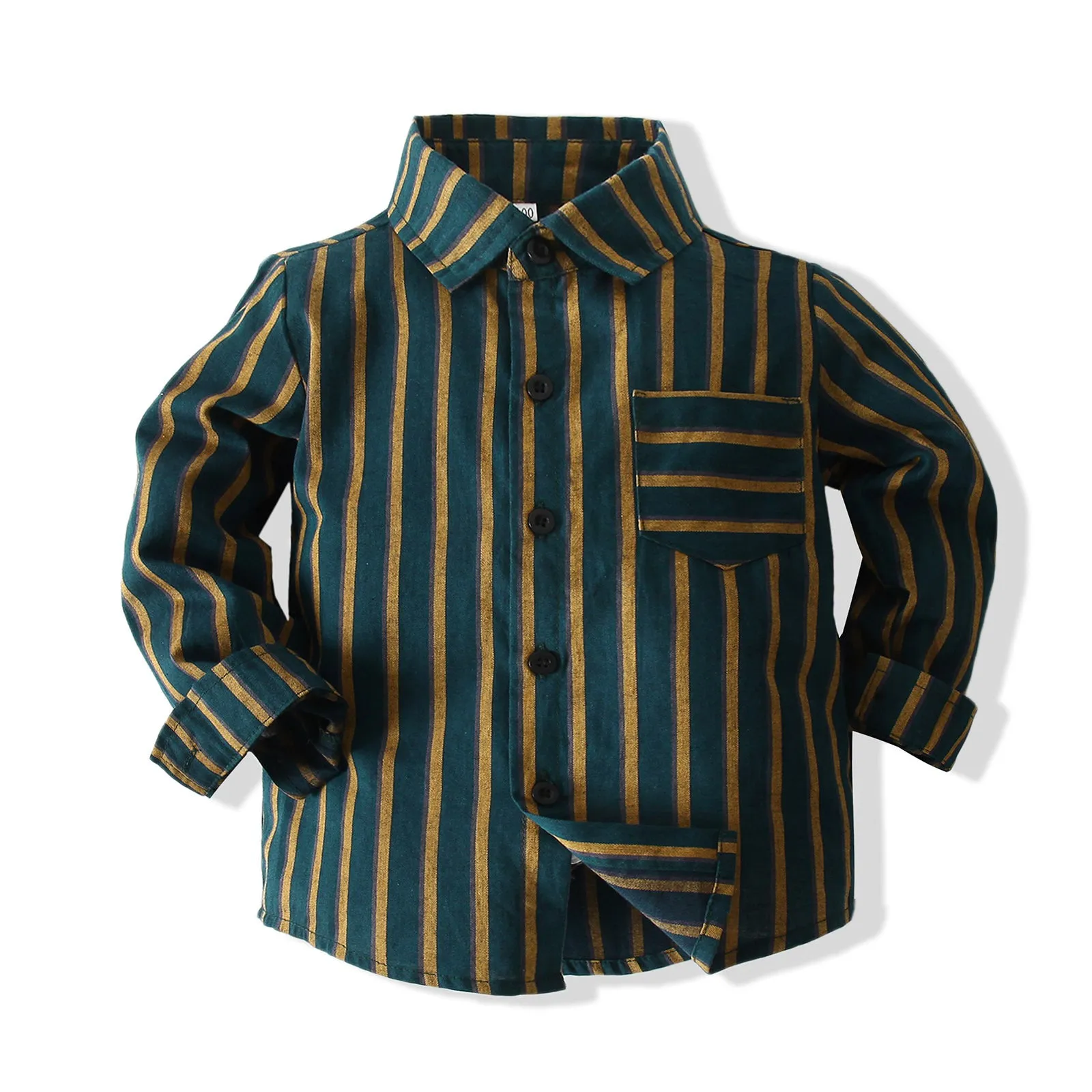 2 Pieces Set Baby Kid Boys Dressy Striped Bow Shirts And Solid Color Jumpsuits Wholesale 220425227
