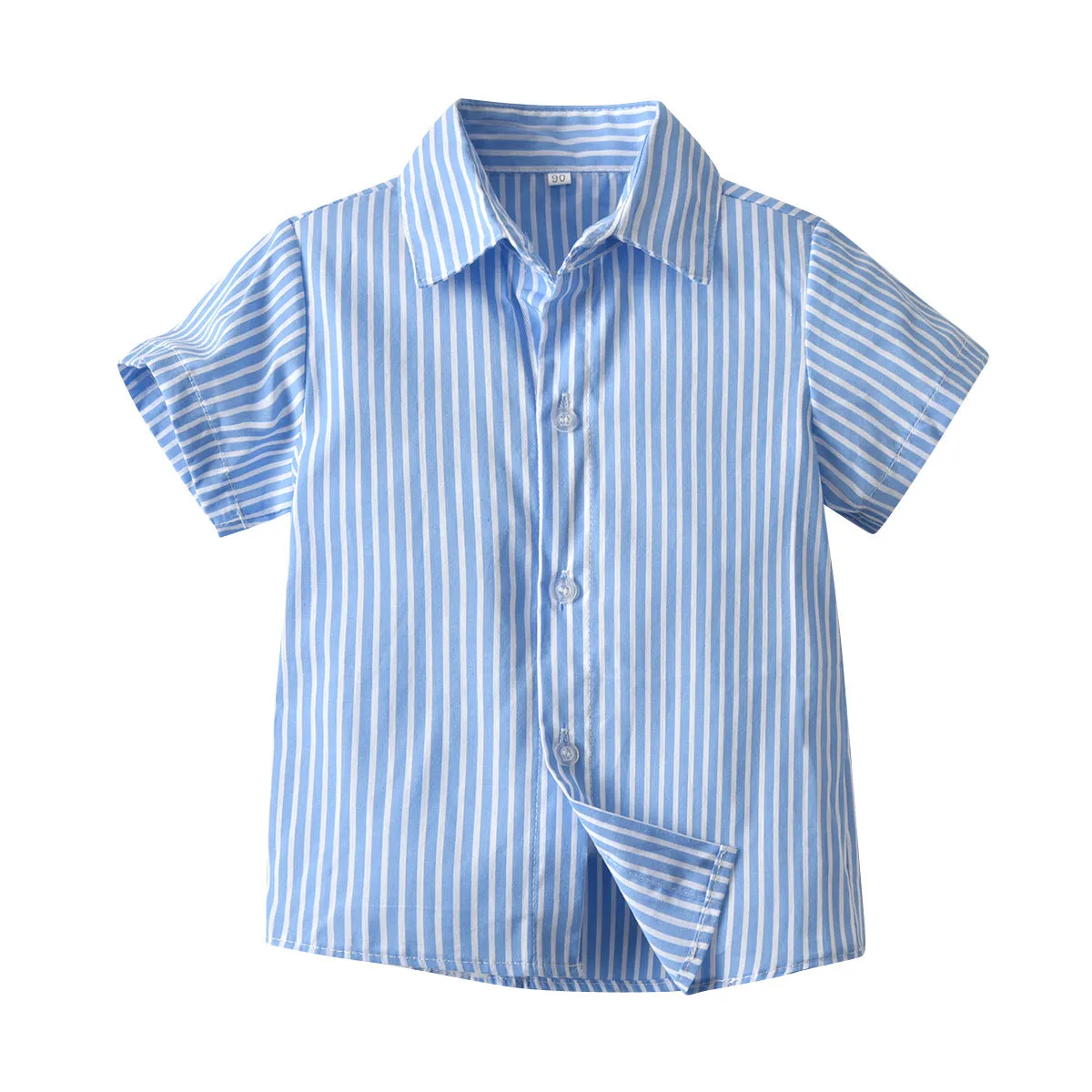2 Pieces Set Baby Kid Boys Dressy Striped Bow Shirts And Solid Color Shorts Suits Wholesale 220531123