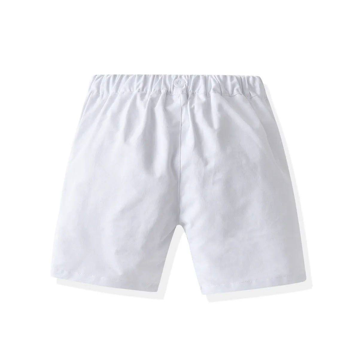 2 Pieces Set Baby Kid Boys Dressy Striped Bow Shirts And Solid Color Shorts Suits Wholesale 220531123