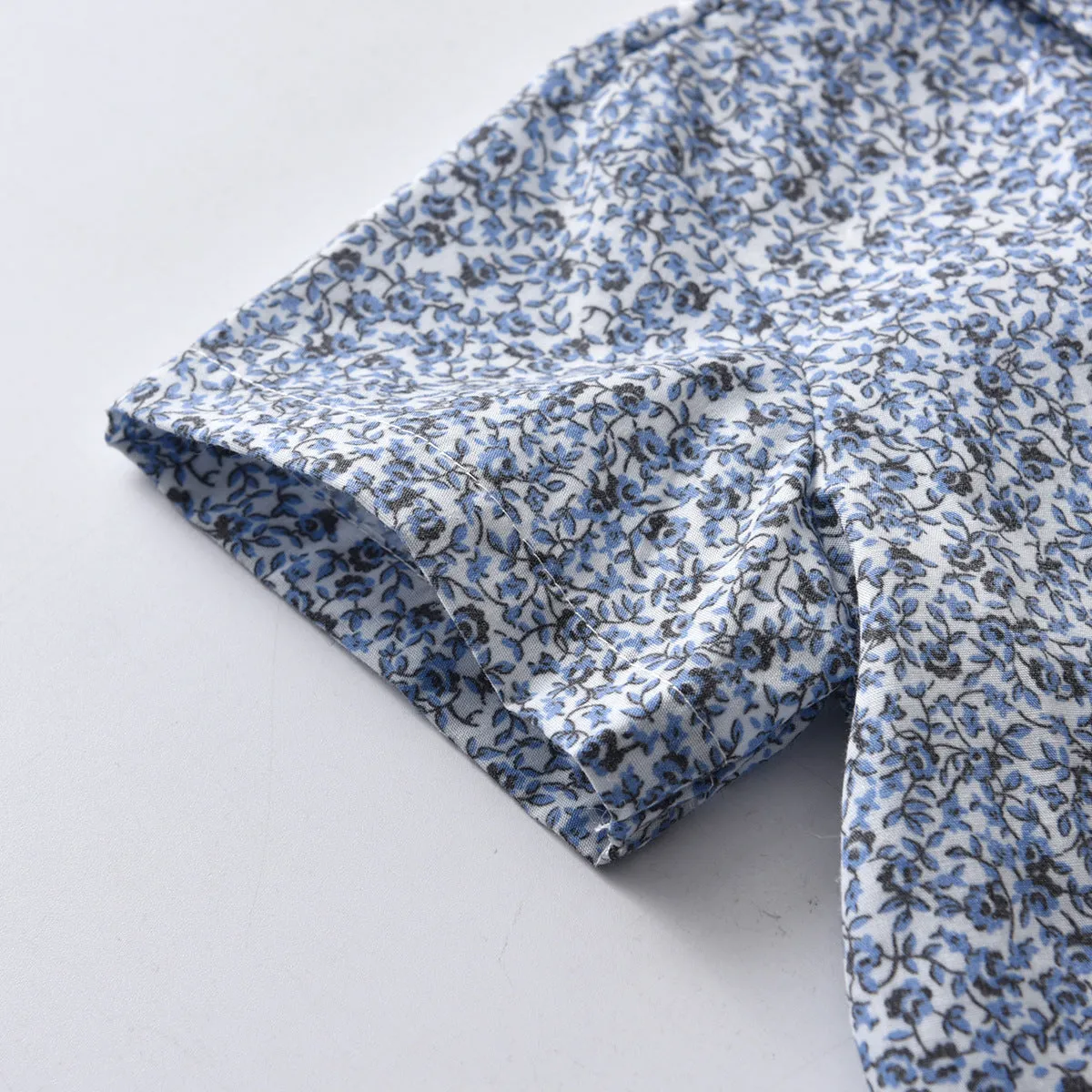 2 Pieces Set Baby Kid Boys Flower Bow Print Shirts And Solid Color Shorts Wholesale 220531252