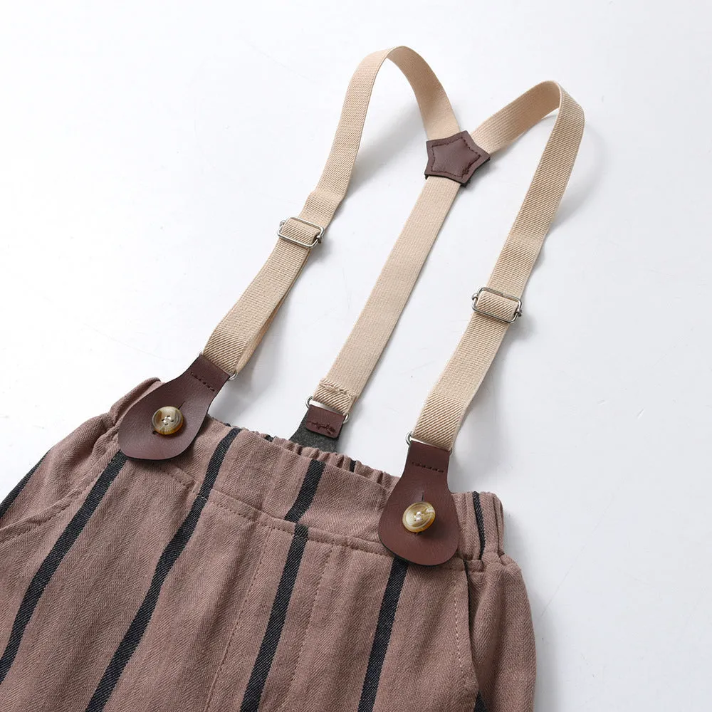 2 Pieces Set Baby Kid Boys Solid Color Bow Shirts And Striped Rompers Wholesale 230411148