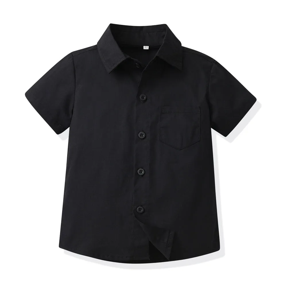 2 Pieces Set Baby Kid Boys Solid Color Bow Shirts And Striped Rompers Wholesale 230411148