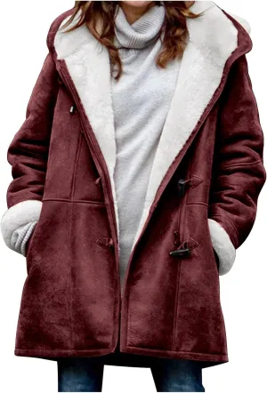 2024 Plus Size Winter Coats for Women Casual Fleece Sherpa Lined Jackets Trendy Shearling Suede Pea Coats