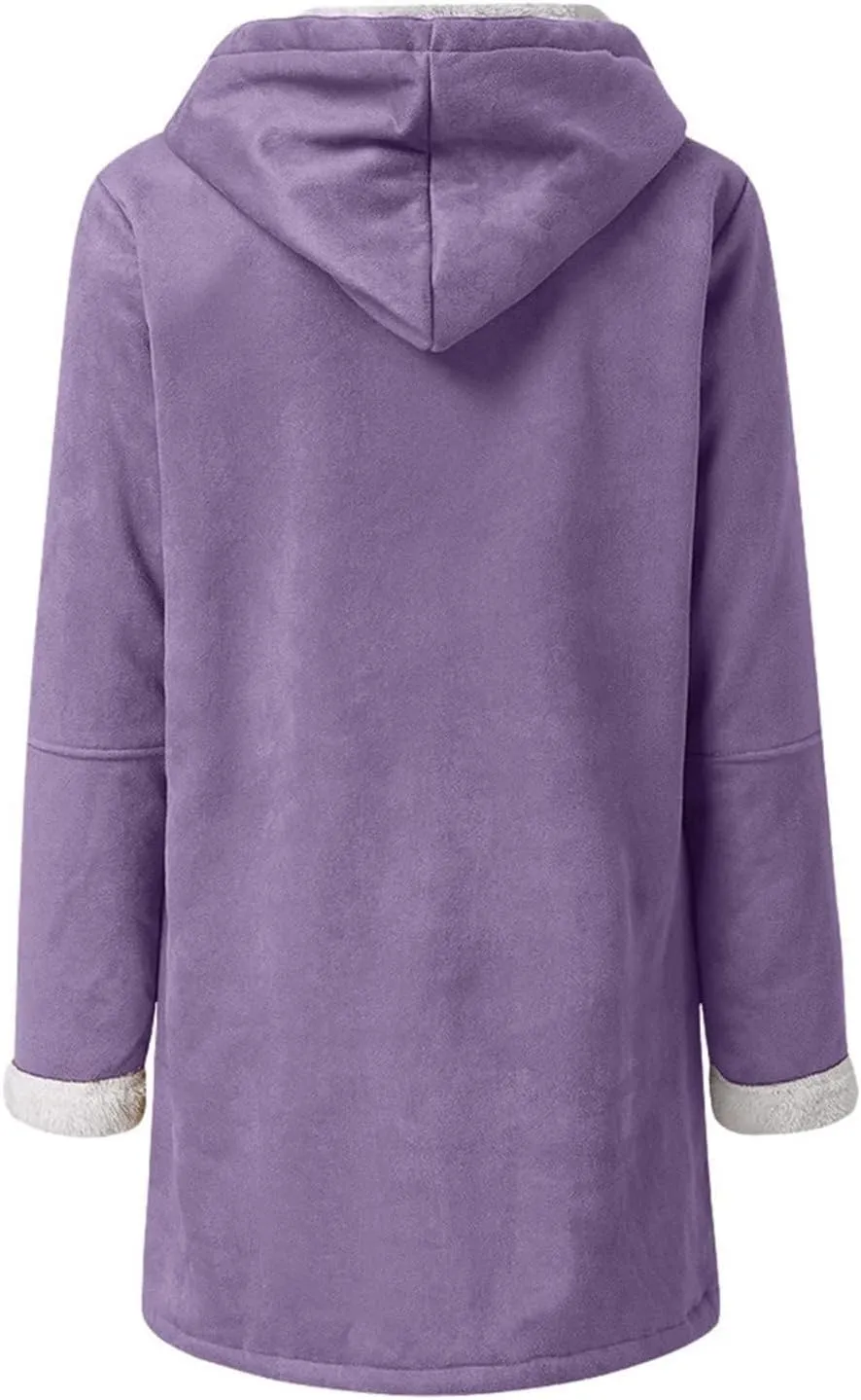 2024 Plus Size Winter Coats for Women Casual Fleece Sherpa Lined Jackets Trendy Shearling Suede Pea Coats