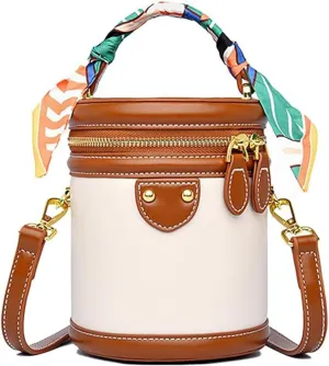 2025 New Leather Fashion Versatile Cylinder Bag, Bucket Bag for Women