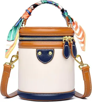2025 New Leather Fashion Versatile Cylinder Bag, Bucket Bag for Women