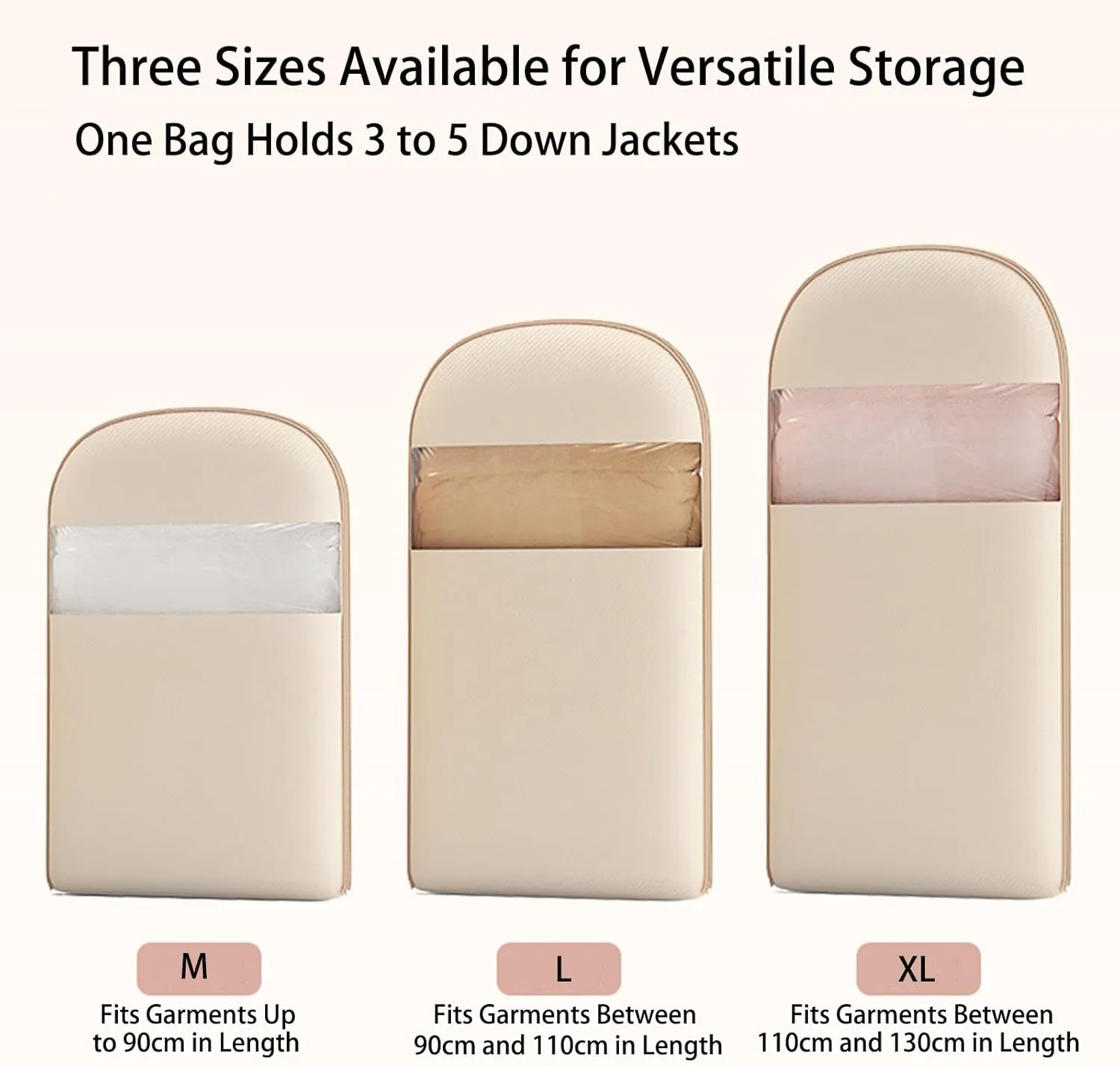 2025 Space Saving Hanging Garment Bag with Self Compression Zipper - Garment Bags for Hanging Clothes, Dustproof, Wrinkle-Free Storage Solution, Great for Closet, Wardrobe & Travel (White, M)