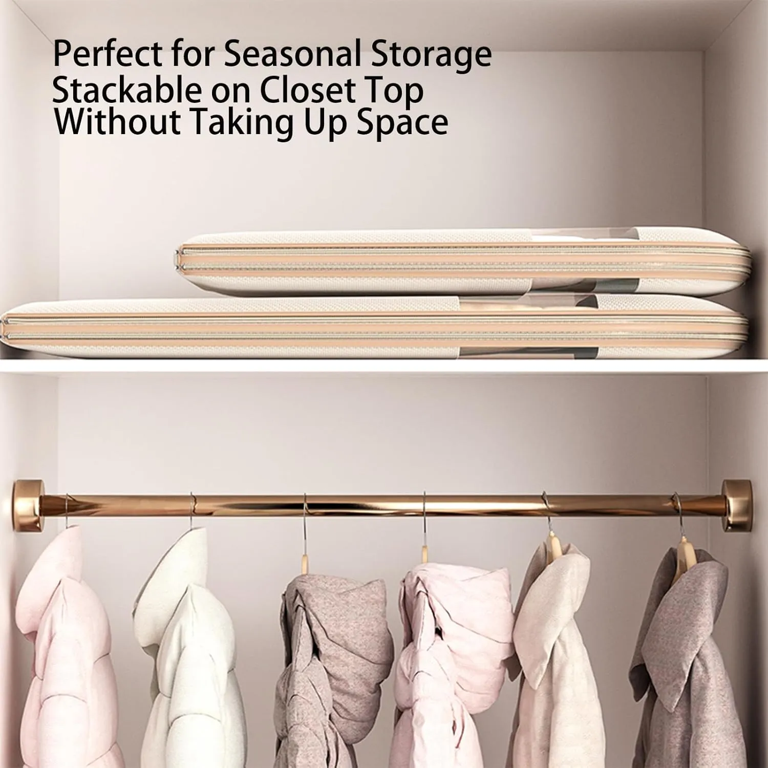2025 Space Saving Hanging Garment Bag with Self Compression Zipper - Garment Bags for Hanging Clothes, Dustproof, Wrinkle-Free Storage Solution, Great for Closet, Wardrobe & Travel (White, M)