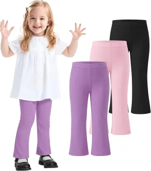 3 Pack Baby Girls Flare Leggings Toddler Bell Bottoms Pants Infant Girl Soft Cotton Clothes Size 18M-5T