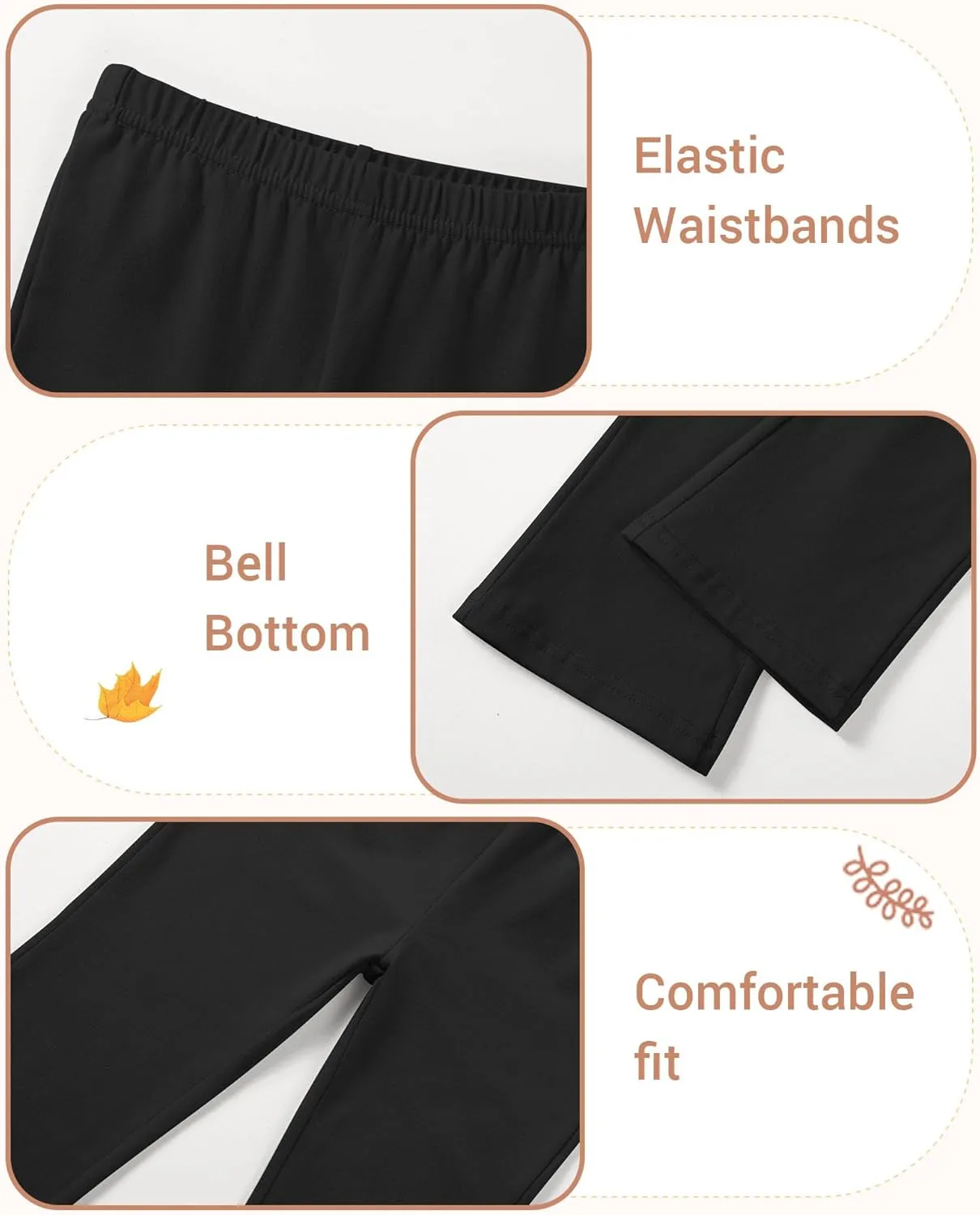 3 Pack Baby Girls Flare Leggings Toddler Bell Bottoms Pants Infant Girl Soft Cotton Clothes Size 18M-5T