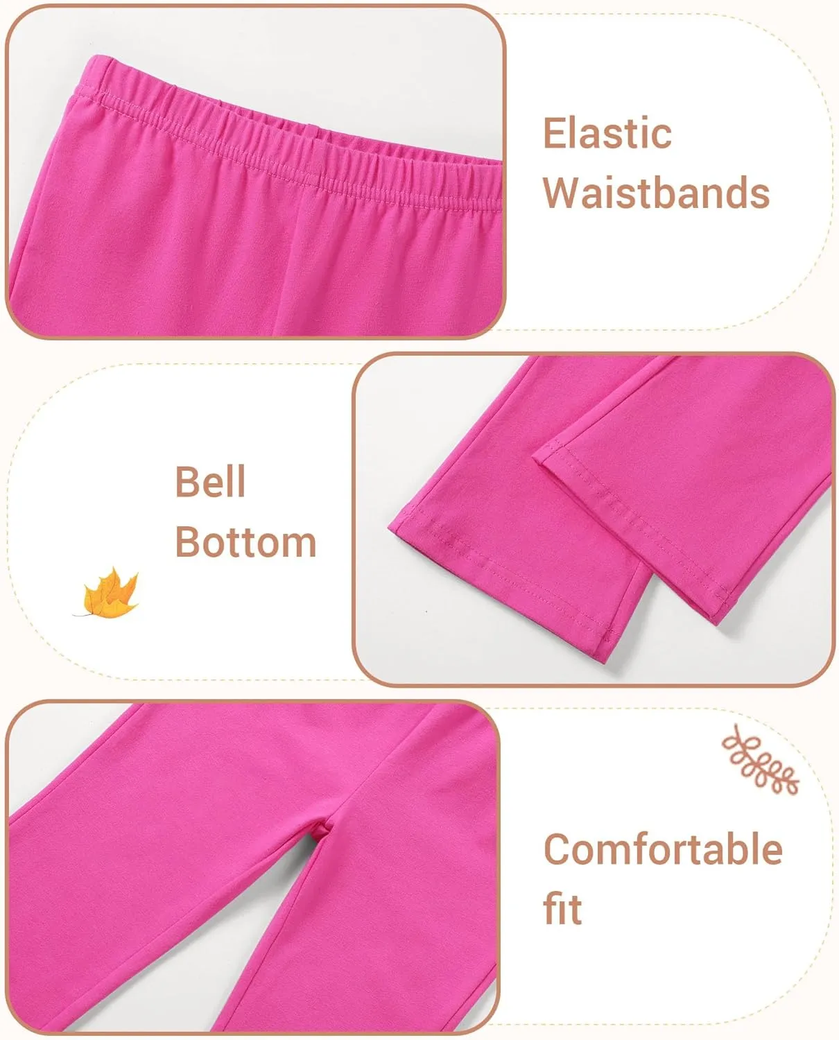 3 Pack Baby Girls Flare Leggings Toddler Bell Bottoms Pants Infant Girl Soft Cotton Clothes Size 18M-5T