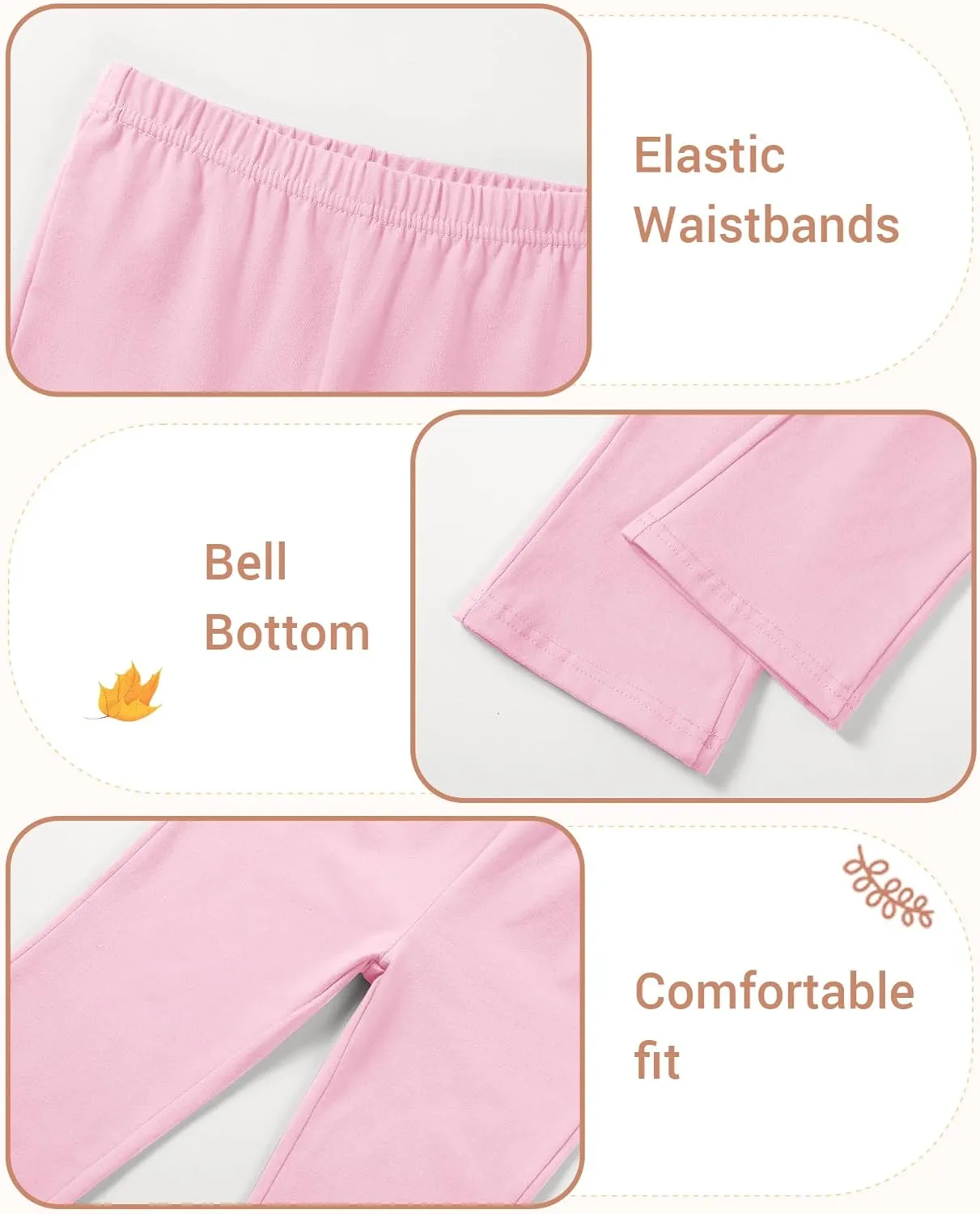 3 Pack Baby Girls Flare Leggings Toddler Bell Bottoms Pants Infant Girl Soft Cotton Clothes Size 18M-5T