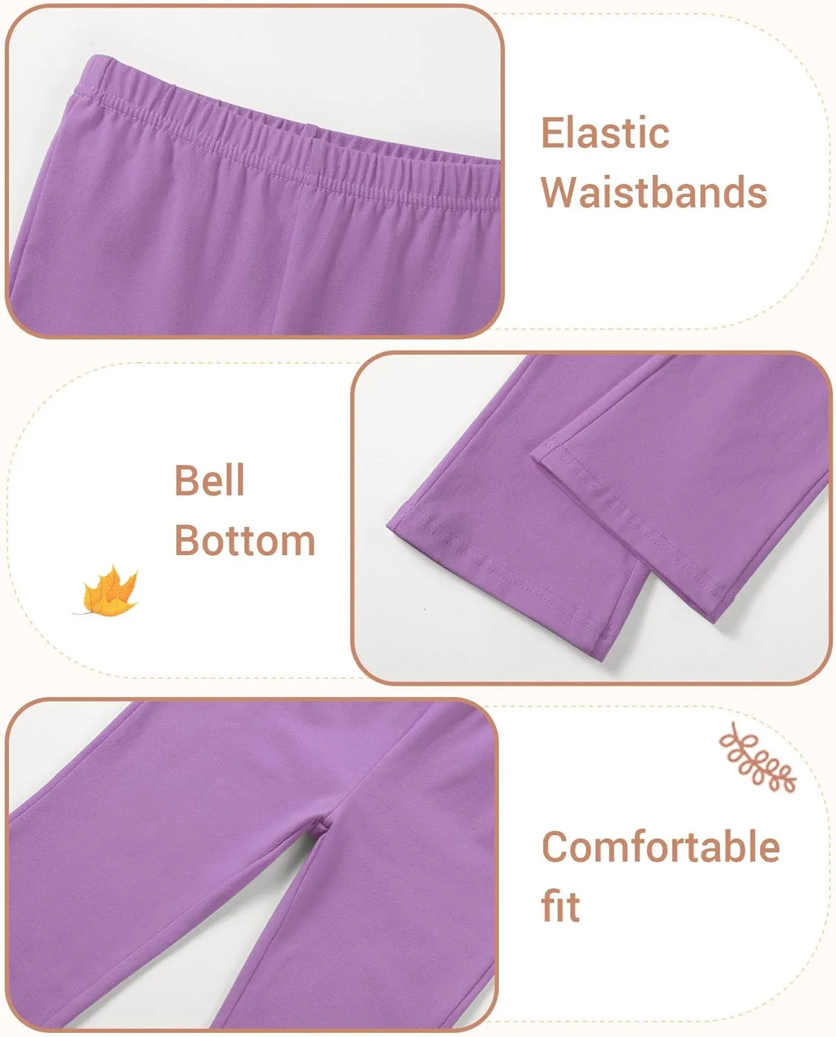 3 Pack Baby Girls Flare Leggings Toddler Bell Bottoms Pants Infant Girl Soft Cotton Clothes Size 18M-5T
